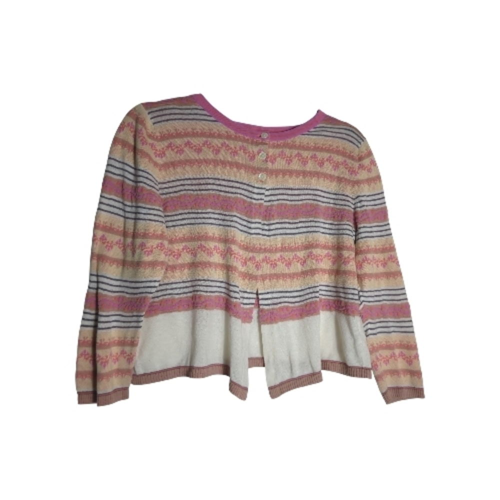 Anthropologie ShuShu Large Fair Isle Pattern Cardigan Sweater Cottagecore Retro
